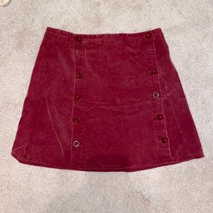 Maroon Corduroy Button Skirt